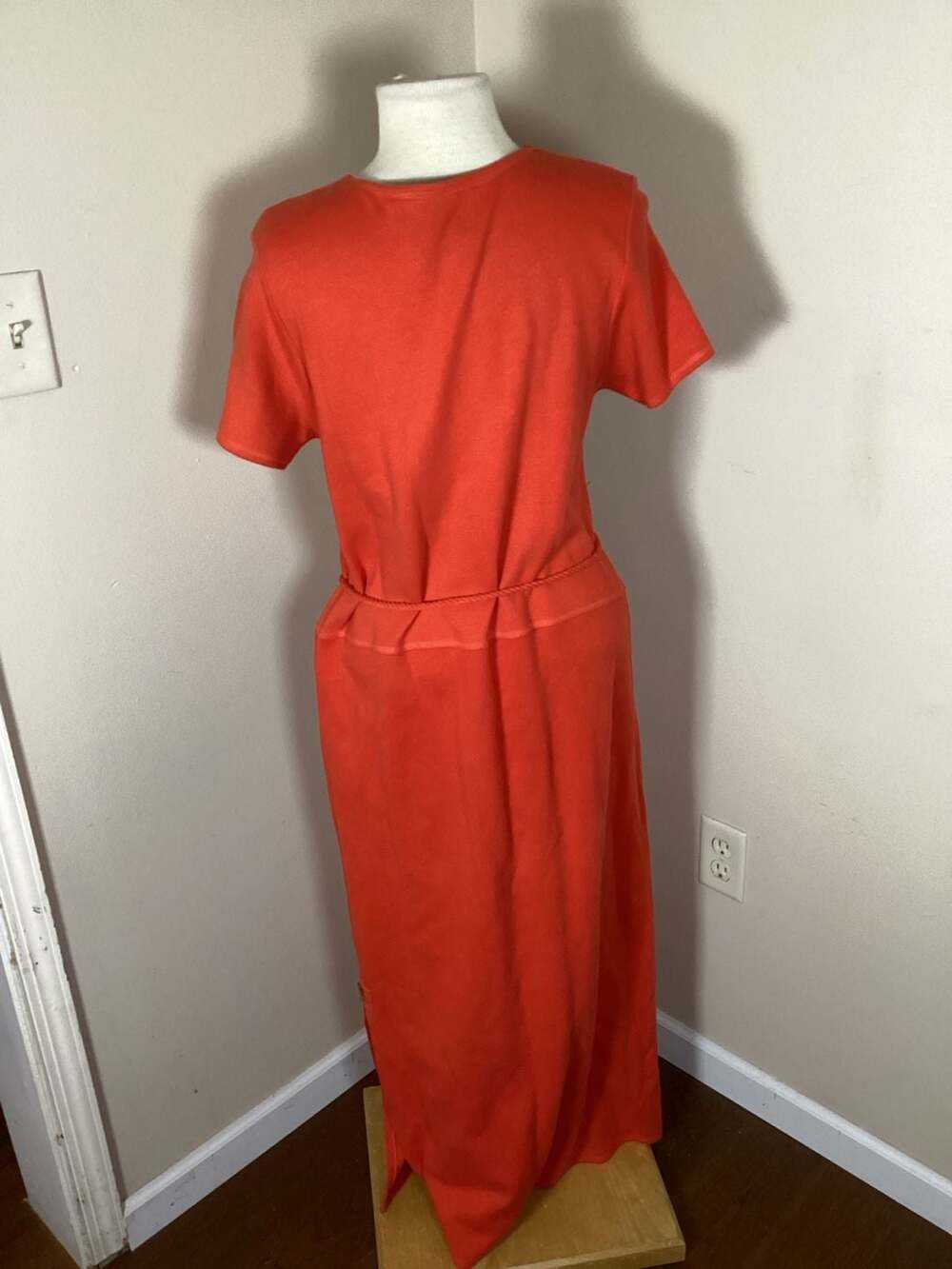 Richard Vintage Orange Cotton Knit Maxi Dress Seahorse Accents Size M - Picture 3 of 3